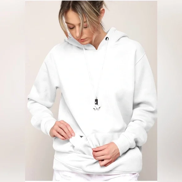 Active Casual Hoodie Long Sleeve Comfortable Lightweight Sweatshirt -white - Picture 3 of 6